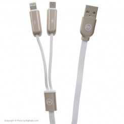 کابل شارژ 1 متری microUSB و لایتنینگ دبلیو کی مدل Data Lines 2 In 1 