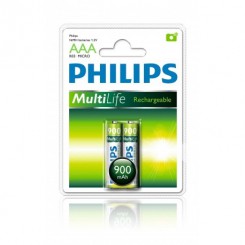 باتری نیم قلمی 900میلی آمپر دوتایی قابل شارژ فیلیپس PHILIPS R03.MICRO