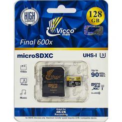 رم میکرو 128 گیگ Vicco man MicroSD U3 90MB/S final 600x 